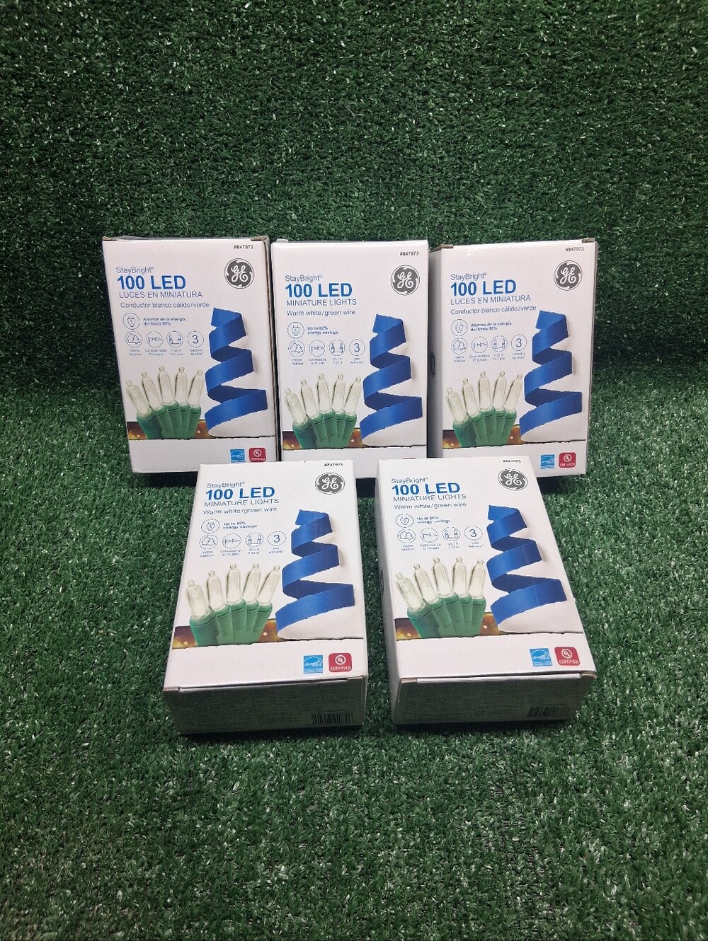GE StayBright Warm White LED Mini Lights Green Wire Indoor/Outdoor (LOT OF 5)